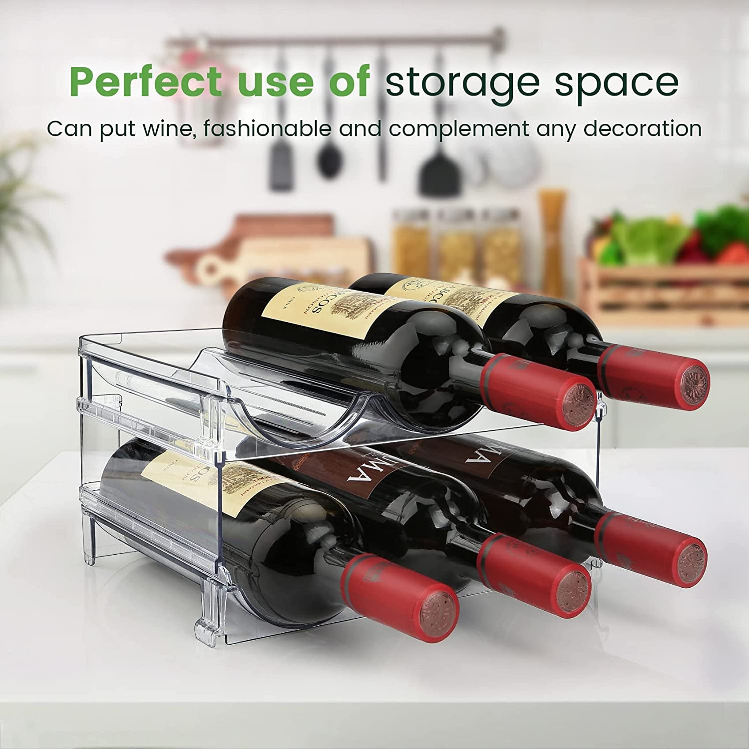 Water Bottle Storage Solution - Cabinet Organizer with 2 Stackable Racks for Efficient Water Bottle Management
