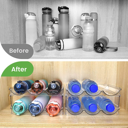 Water Bottle Storage Solution - Cabinet Organizer with 2 Stackable Racks for Efficient Water Bottle Management