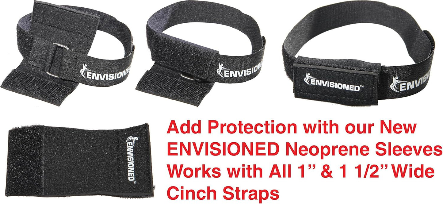 Premium Cinch Straps with Stainless Steel Metal Ring (Buckle), Reusable Durable Hook and Loop, Multipurpose Securing Straps 1" X 30" - 8 Pack plus 2 Bonus Original 3/4" X 8" Cinch Straps