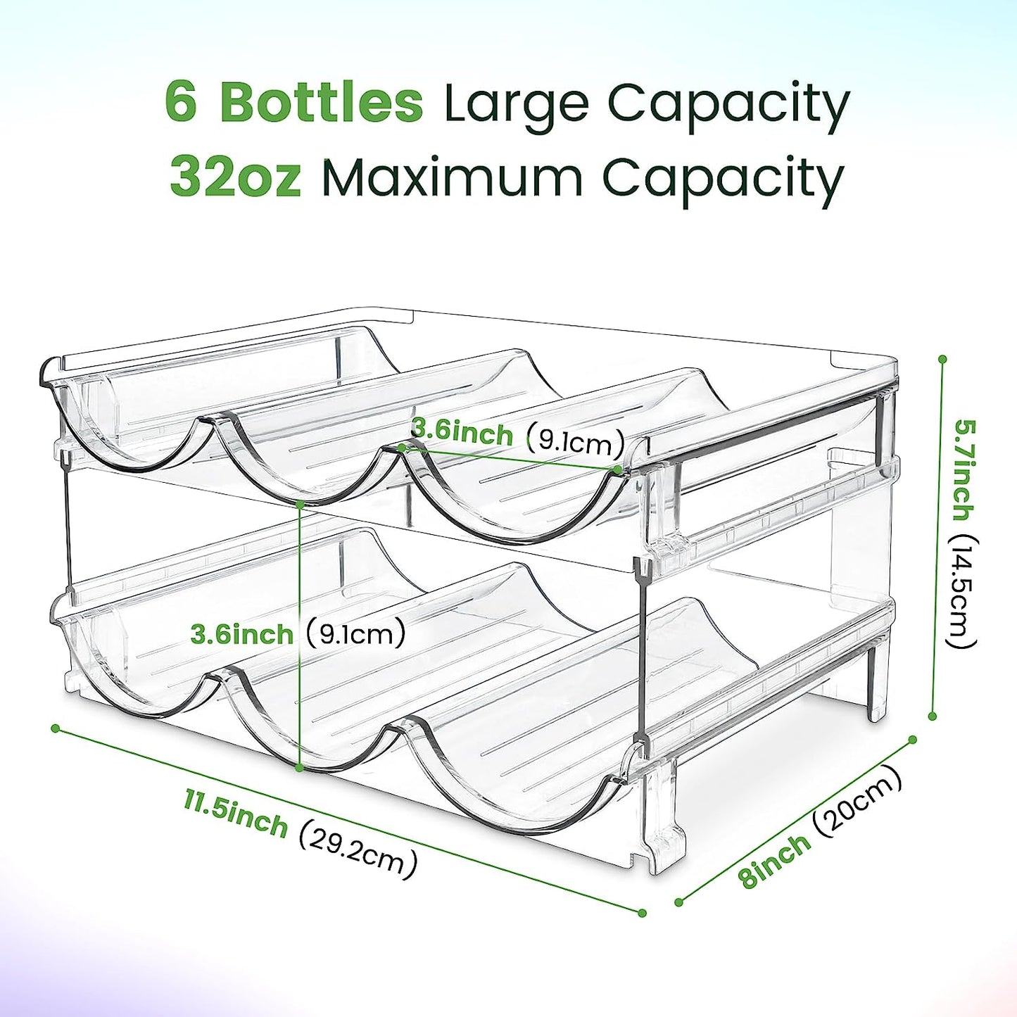 Water Bottle Storage Solution - Cabinet Organizer with 2 Stackable Racks for Efficient Water Bottle Management