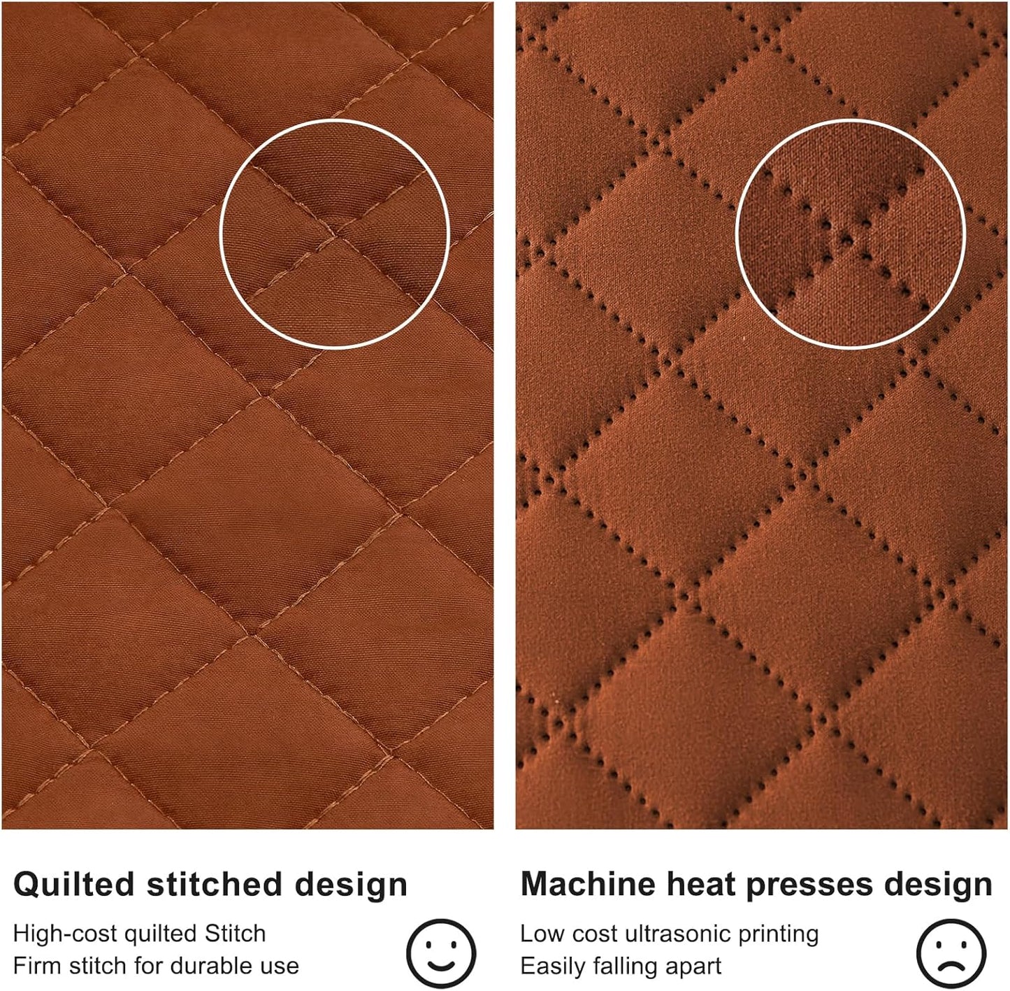 King Size Quilt Set in Burnt Orange, Lightweight Reversible Comforter Bedspread, Soft Rust Diamond Quilted Bedding Set, Includes 1 Quilt and 2 Pillow Shams, Ideal for All Seasons