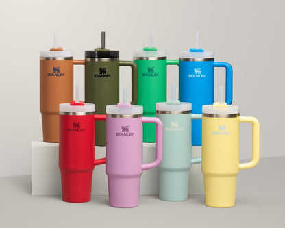 Quencher H2.0 30 Oz Tumbler with Handle and Straw | Flowstate 3-Position Lid | Travel Cup Holder Compatible | Insulated Stainless Steel | BPA-Free | Azure Color